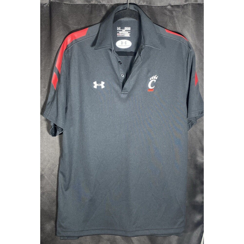 Under Armour Men’s Medium Cincinnati Bearcats Black Golf Polo Shirt NWOT UC